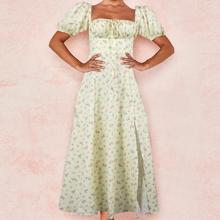 Fashion Lady Floral Back Slim Sling Dress