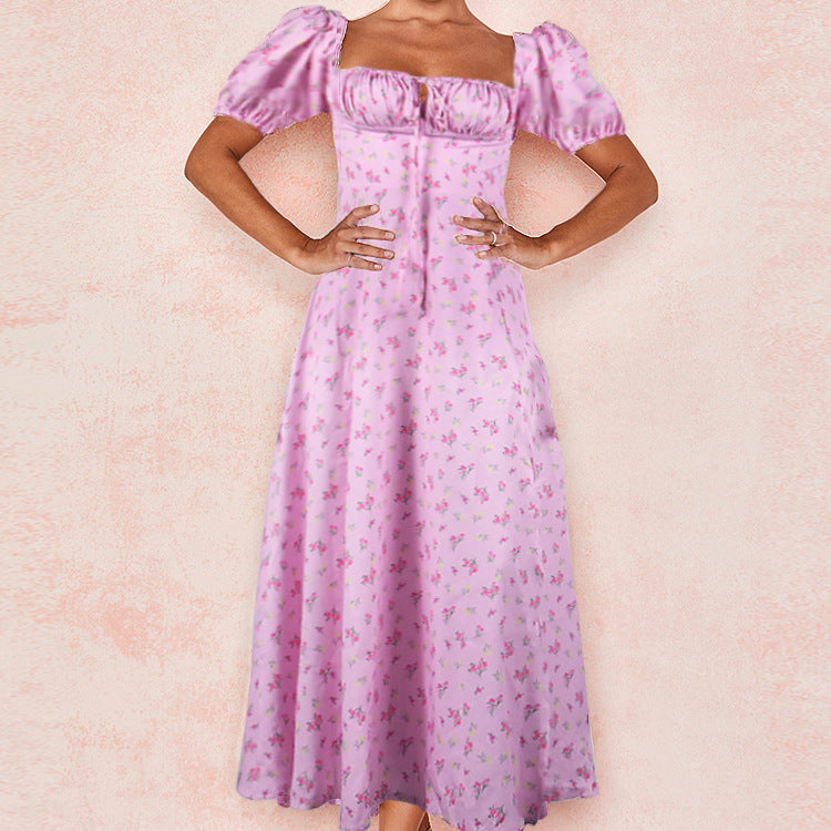 Fashion Lady Floral Back Slim Sling Dress