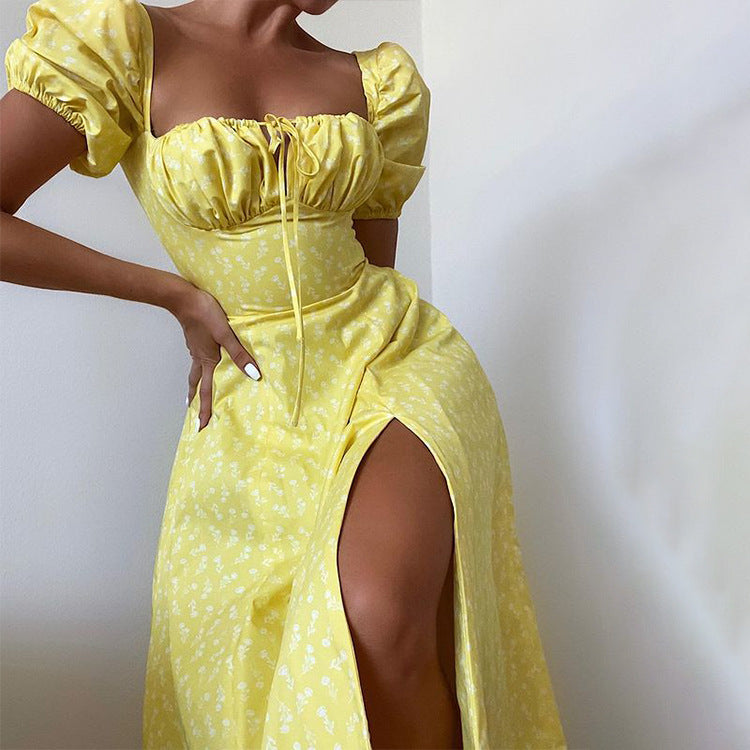 Fashion Lady Floral Back Slim Sling Dress