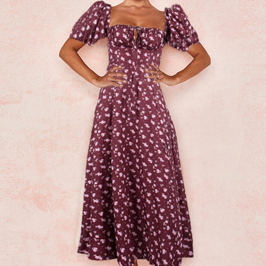Fashion Lady Floral  Back Slim Sling Dress