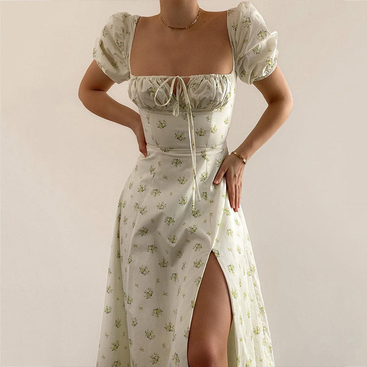 Fashion Lady Floral  Back Slim Sling Dress